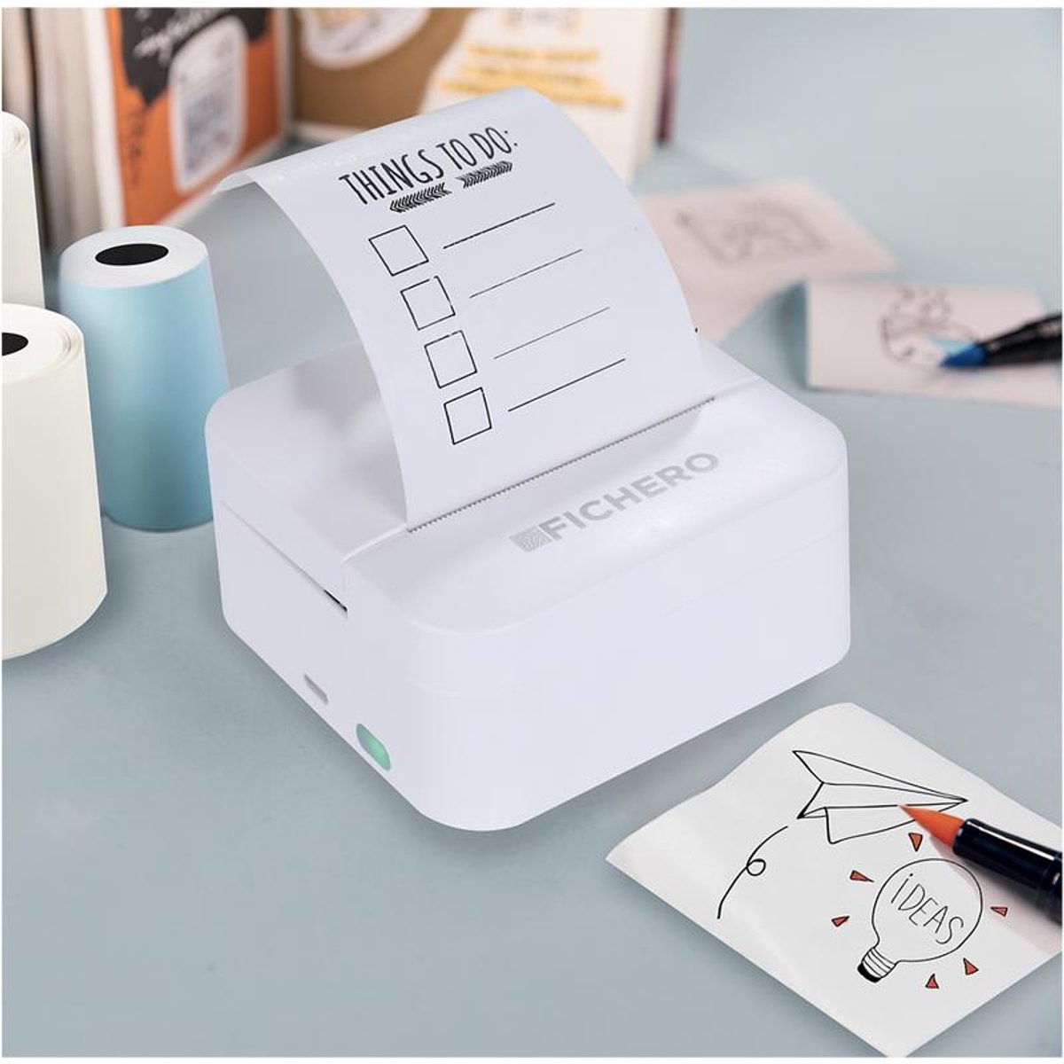 Fichero Mini Pocket Printer voor mobiel | Zonder Inkt | Draadloos Bluetooth | Inclusief 3 printrollen — afbeelding 1