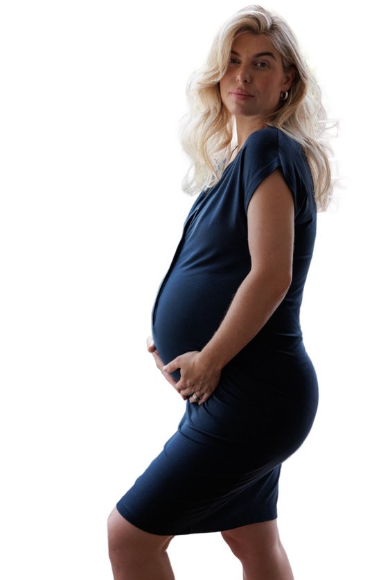 Robe de maternité en bambou bleu marine M/L