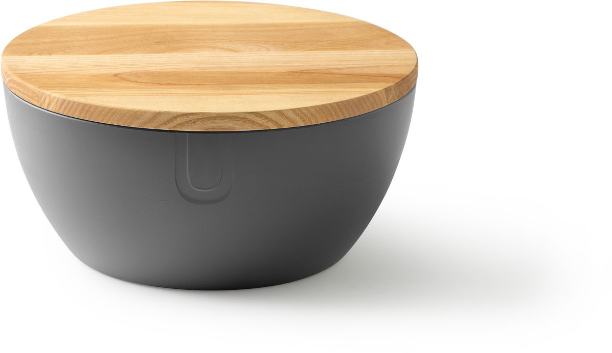 UBITE bio-based saladeschaal/serveerschaal XL inclusief deksel/snijplank - Grafiet Grijs - duurzaam - 27 cm