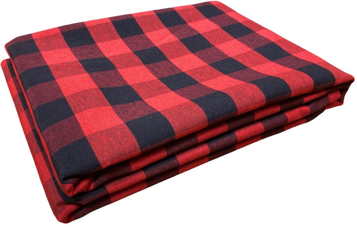 Tafelkleed Montana – 140 x 320 - Rood/Zwart Ruit – Houthakkersstijl