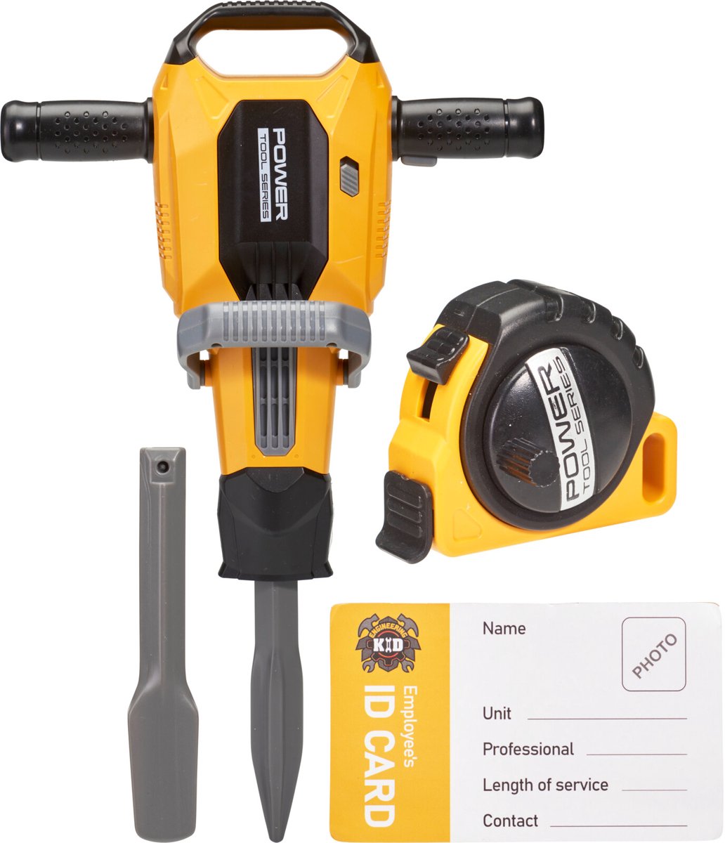 Koopman speelgoed drilboor met meetlint en licht- en geluidseffecten.