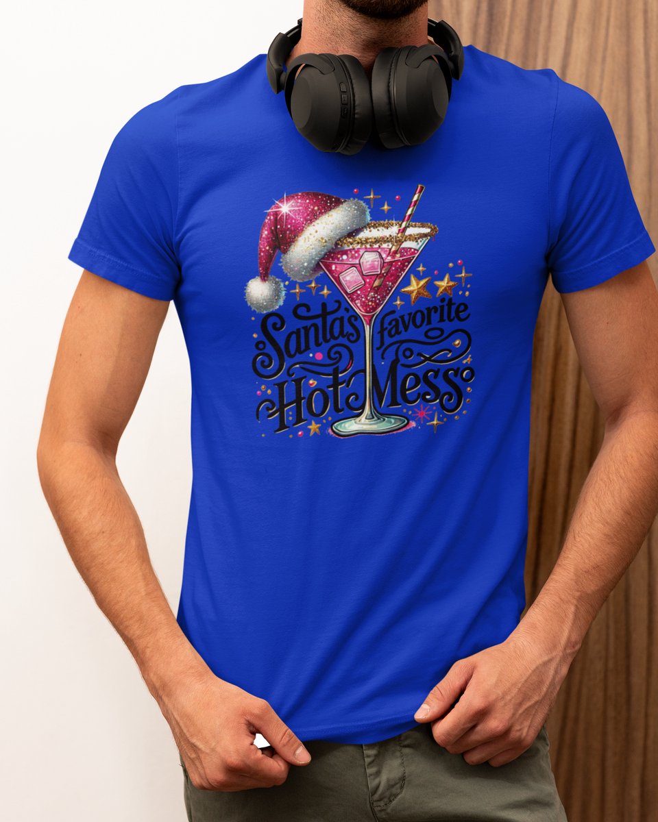 Santa's Hot Mess Kerst - Kerst T-shirt Blauw - Grappig T-shirt - Maat L - Kerst Cadeau Mannen - Limited Edition