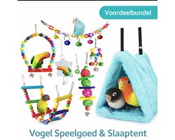 Bundelvoordeel Vogel Accesoire Set- Speelgoed set 7 delig + Hangende Slaaptent - voor Parkieten & Agapornissen