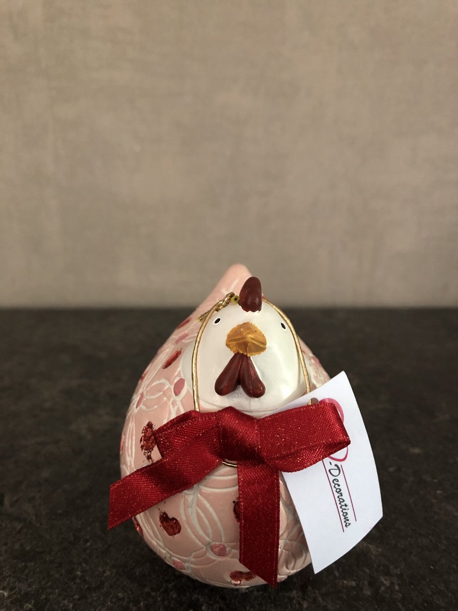 Kip Pinkie - Keramiek - Wit/Rood - Small