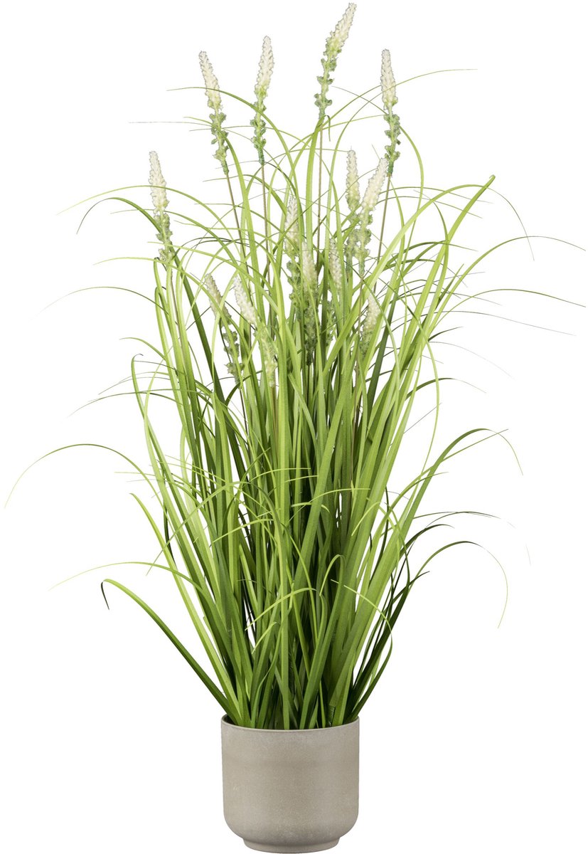 Kopu Kunstplant Pluimgras 75 cm - met Sierpot - Grijs/groen