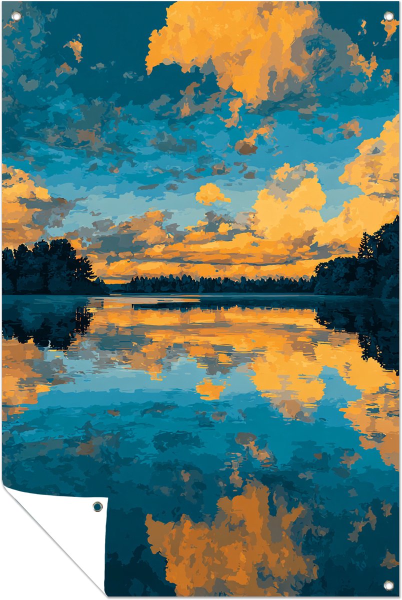 Zonsondergang meer - Buiten - Tuin - Tuinposter - 80x120 cm