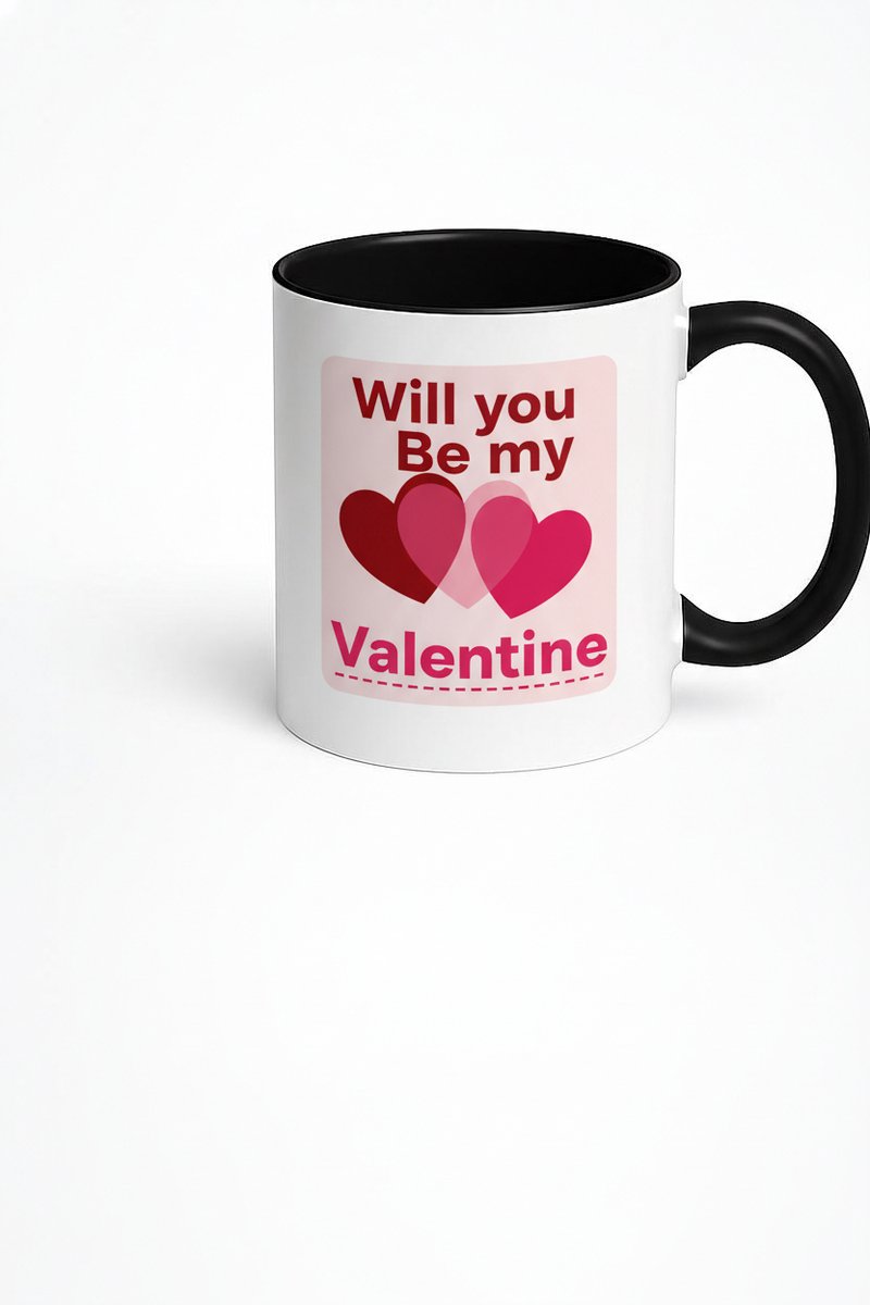 Valentijn Mok 'Will you Be my Valentine' met Harten - Romantisch Cadeau voor Liefde