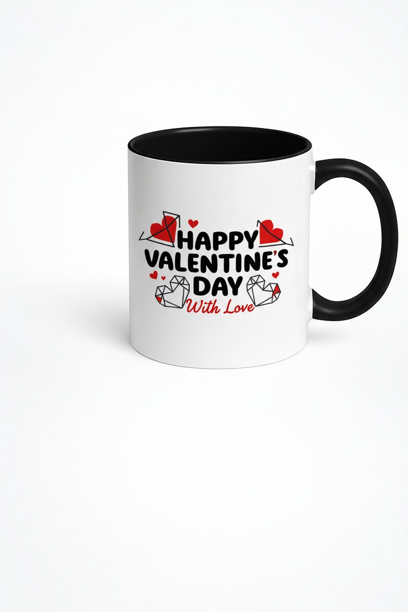 Valentijnsdag Mok – Happy Valentine's Day With Love – Liefdes Mok met Hartjes