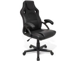 LifeGoods Gaming Stoel - Gamestoel - Verstelbaar in Hoogte - Comfortabele Gaming Chair - Kunstleer - Zwart