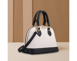REDOM Luxe 4-in-1 Tassenset Dames - Grote Shopper / Handtas (14" Laptop) met Crossbody & Portemonnee - Zwart/Wit