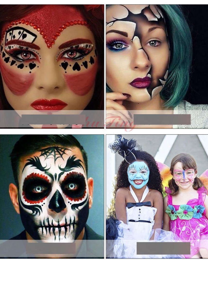 Schminkset Kinderen 15 kleuren-Veilig Schmink Kinderen -15 kleuren & 3 penselen & 4 sjablonen & diamantstickers op waterbasis- veiligheidscertificering- Schminkset - Make up Kinderen - Face paint - Grime Schmink - Kinderschmink voor mooi grimas — afbeelding 4