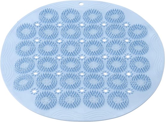 Badmat, 30 cm × 30 cm PVC antislip ronde douchemat met afwateringsgaten en zuignappen, geschikt voor badkuipen, blauw
