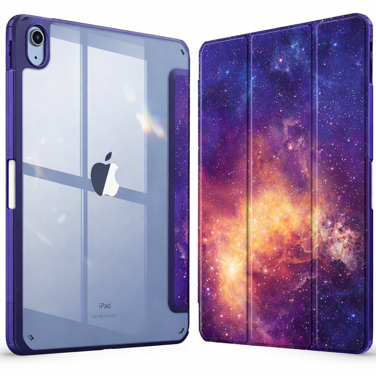 Sounix Tablet hoes geschikt voor Apple iPad 11 (2025) A16 / Apple iPad 10.9 (2022) - Hoesje - Paarse sterrenhemel