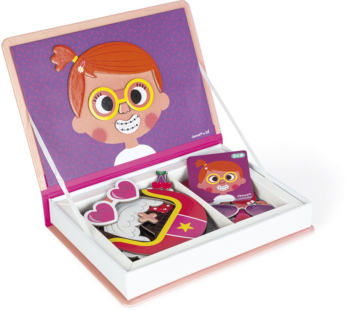 Janod - Magnetibook - Gekke gezichten meisjes - Magneetboek Speelset — afbeelding 4