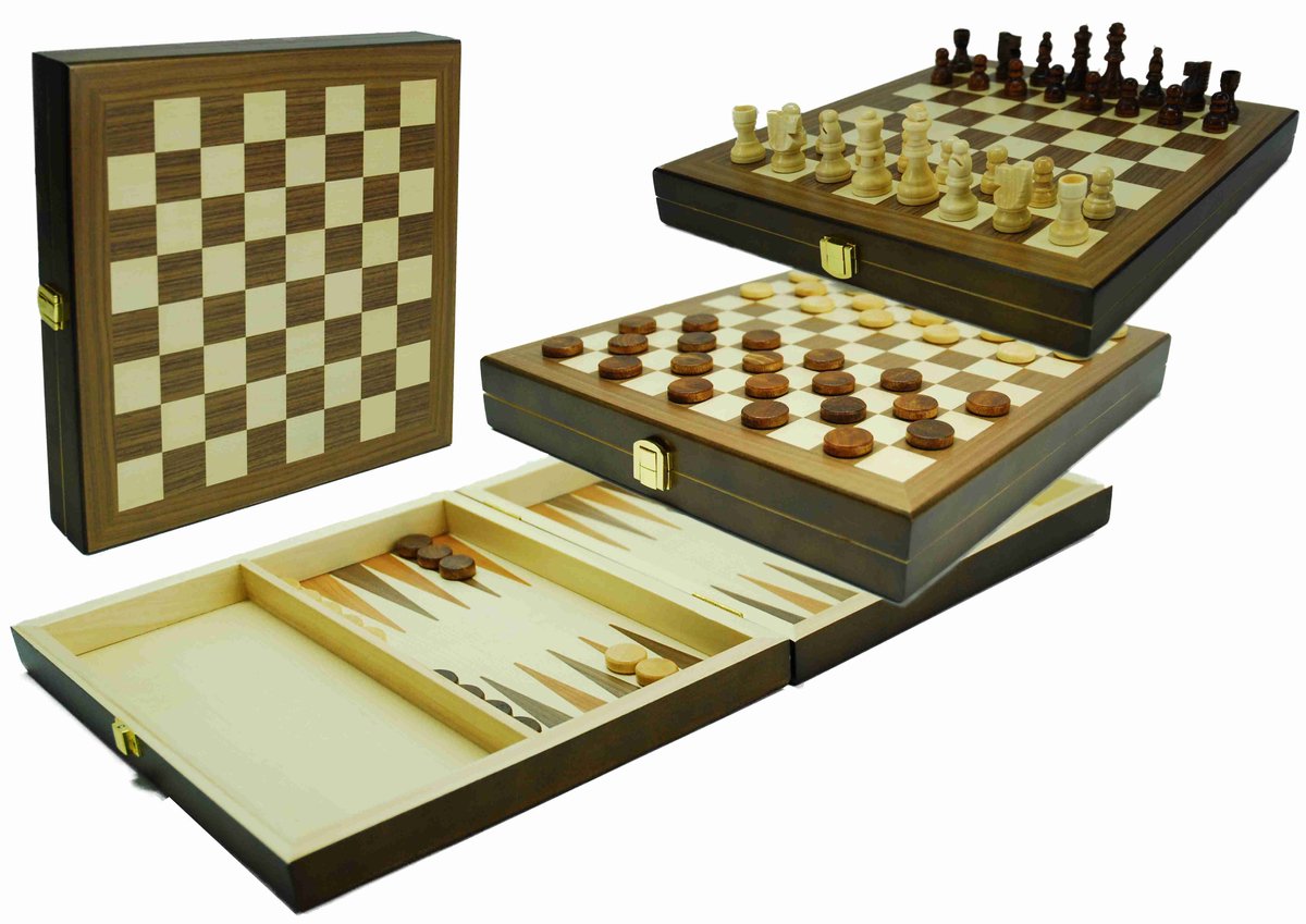 Buffalo schaak dam en backgammon set