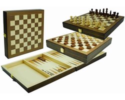 Schaak-dam-backgammon klapcassette hout spelregels