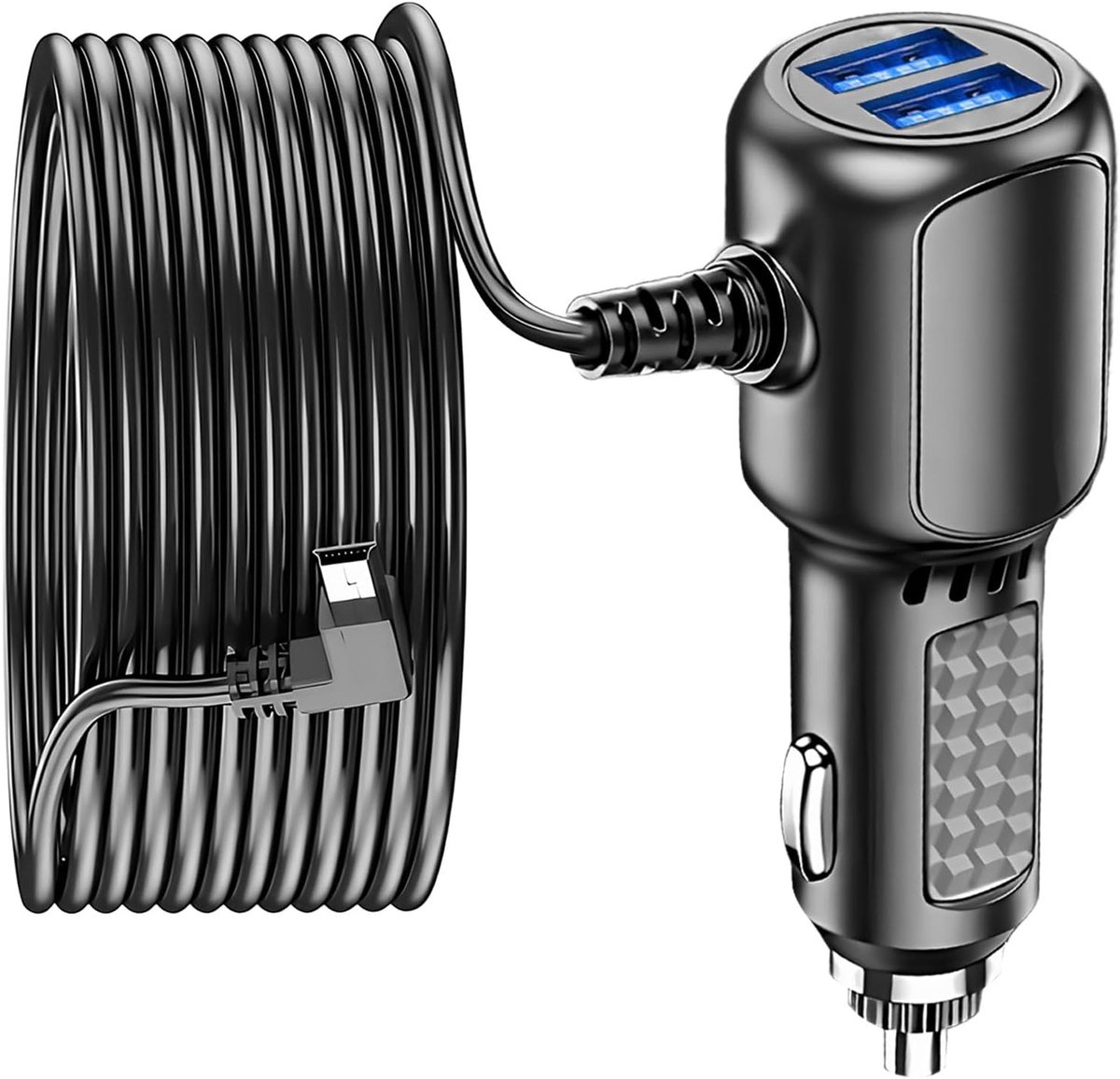 Autoladeradapter, geschikt voor dashcams, dubbele USB-poorten, 3,5A stroomsterkte, 12V naar 5V voedingsadapter, met mini-USB-poort, geschikt voor dashcams, GPS-dashcams, enz.