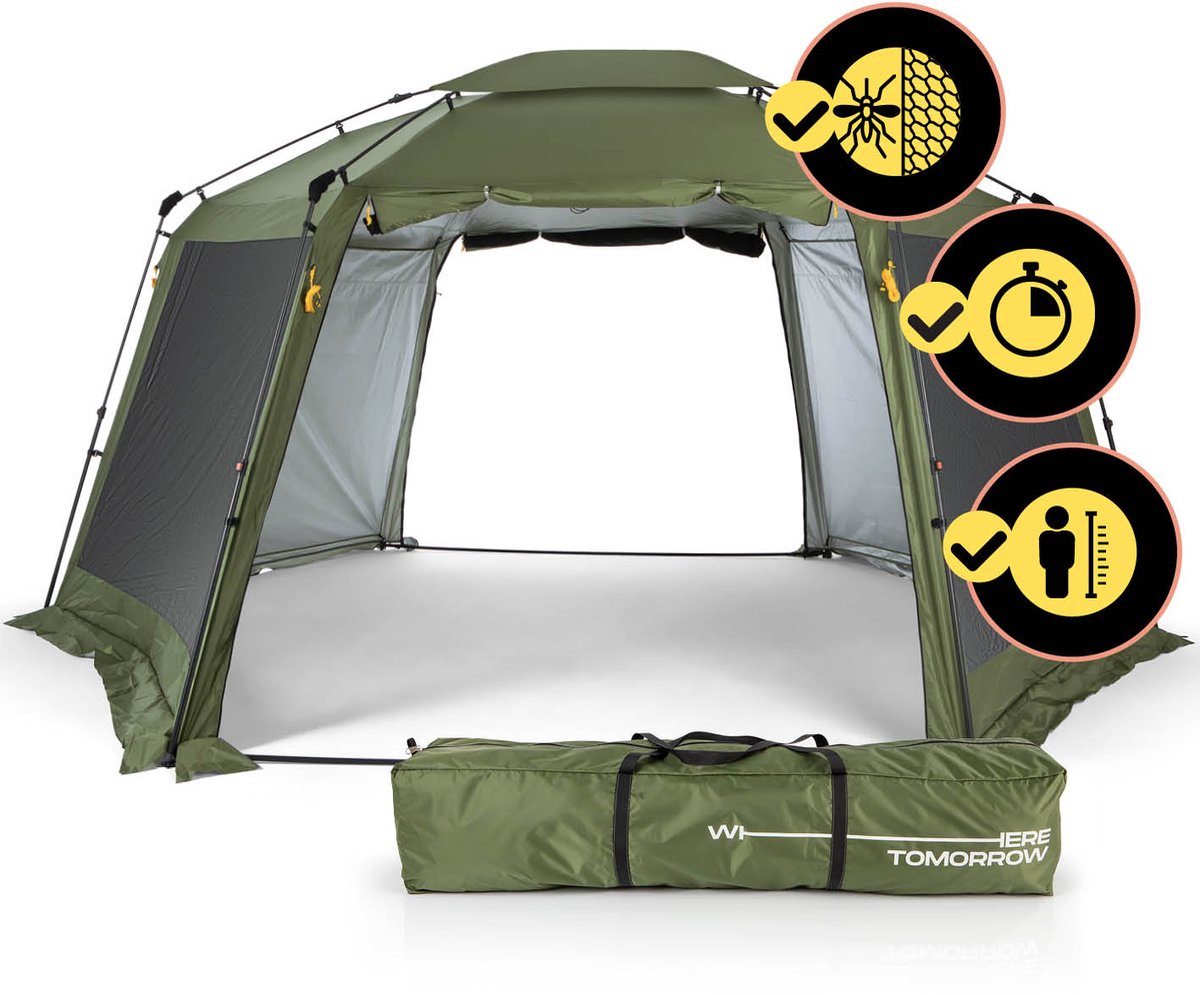 Where Tomorrow Pop-up Paviljoen – Opvouwbare Partytent voor Camping en Outdoor, Stabiel en Waterafstotend Tuinpaviljoen met Insectenbescherming, Zon- en Regenbescherming