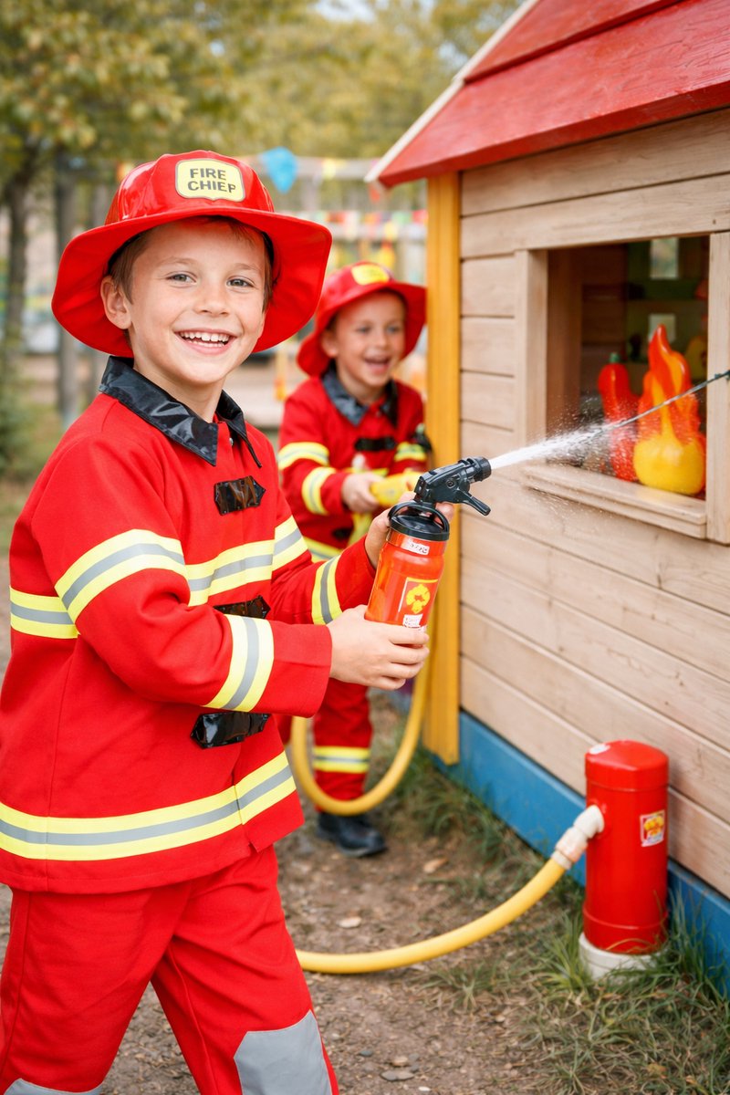 Joya Kids® Brandweer Verkleedpak Kind Rood | Carnavalskleding | Brandweerman Kostuum Kinderen | Carnaval Verkleedkleding Jongens | Incl Rode Brandweerjas, Broek & Hoed | Brandweerpak Sam | Verkleedkleren Kind | Maten | | Large — afbeelding 4