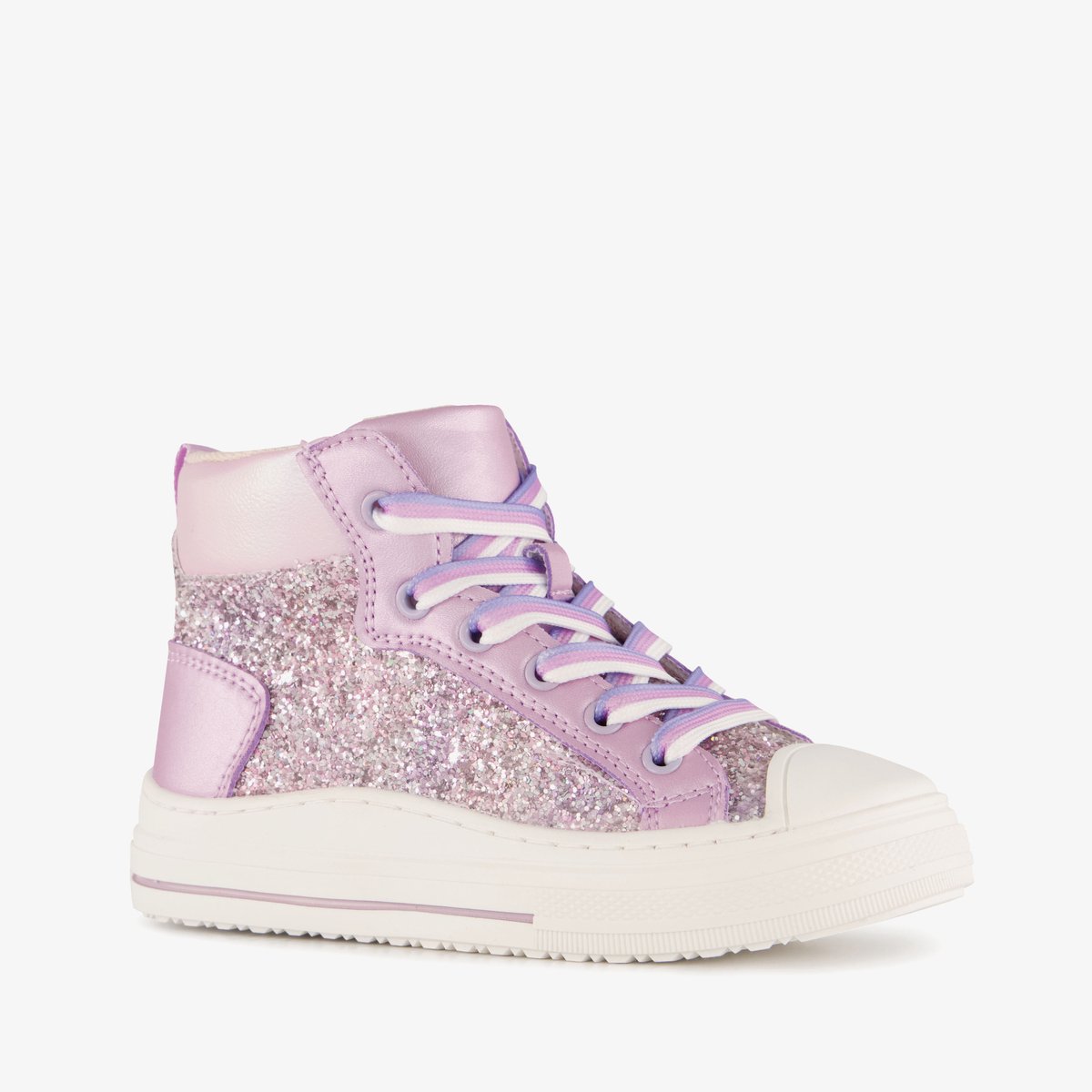 Blue Box hoge meisjes sneakers met glitters paars - Maat 35 - Uitneembare zool
