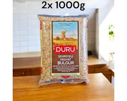 Duru Middelgrof Midyat Bulgur met Vermicelli – 2 x 1000 g | Volkoren Tarwebulgur | Gezond, Vezelrijk & Authentiek - Sehriyeli Midyat bulgur - Medium-Coarse Midyat Bulgur with Vermicelli | Whole Wheat Bulgur | Healthy, High-Fiber & Authentic