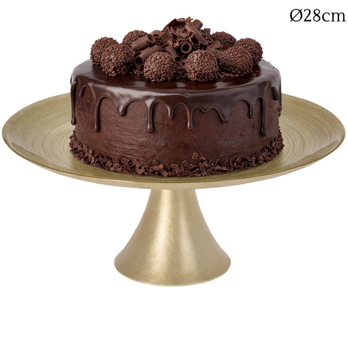OTIX Taartplateau - met Voet - Etagère - Gebak schaal - Cake Standaard - Serveerplateau - Goud - 28cm - AUREA