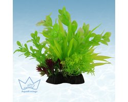 AquaKonings - Aquarium decoratie - Aquarium kunst planten - Nepplanten - Plant Licht groen/paars - 13x7x15