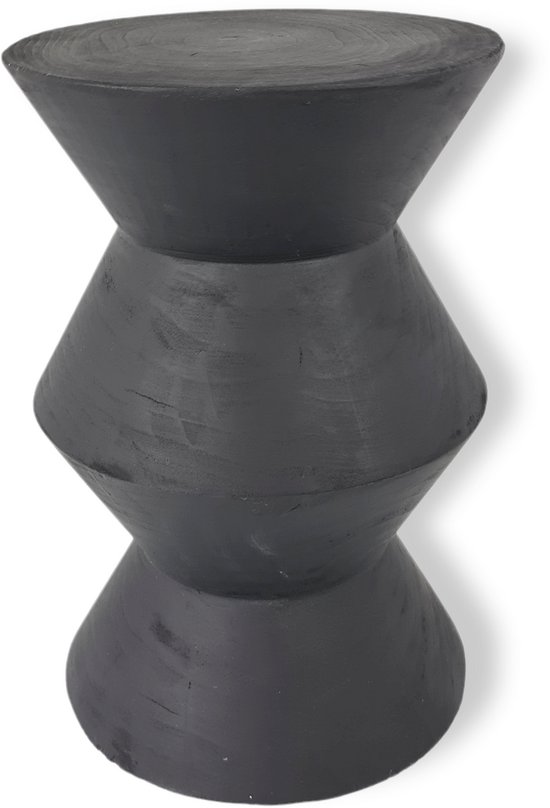 Indore Home - Woodside bijzettafel - Stool - massief hout - Boomstam - Boomstamtafel - Plantentafel - Zwart