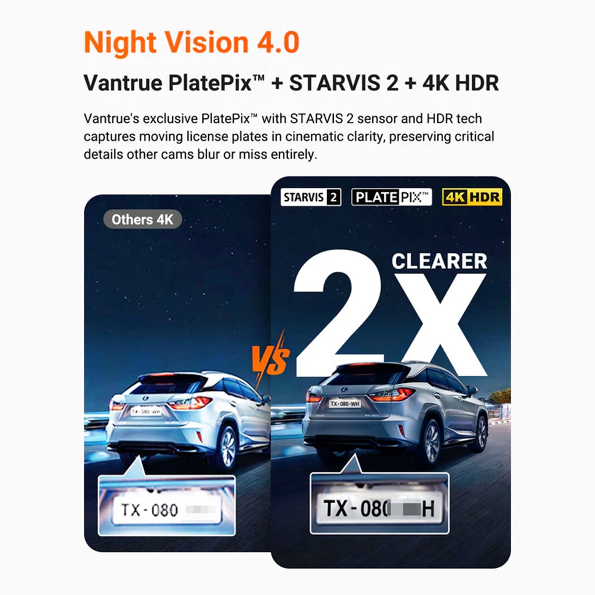 VANTRUE N4 Pro S 4K dashcam voor de auto, 3-kanaals 4K + 1080P + 1440P met GPS, parkeerbewaking 24 uur, spraakbediening, IR-nachtzicht, LTE thumbnail 6