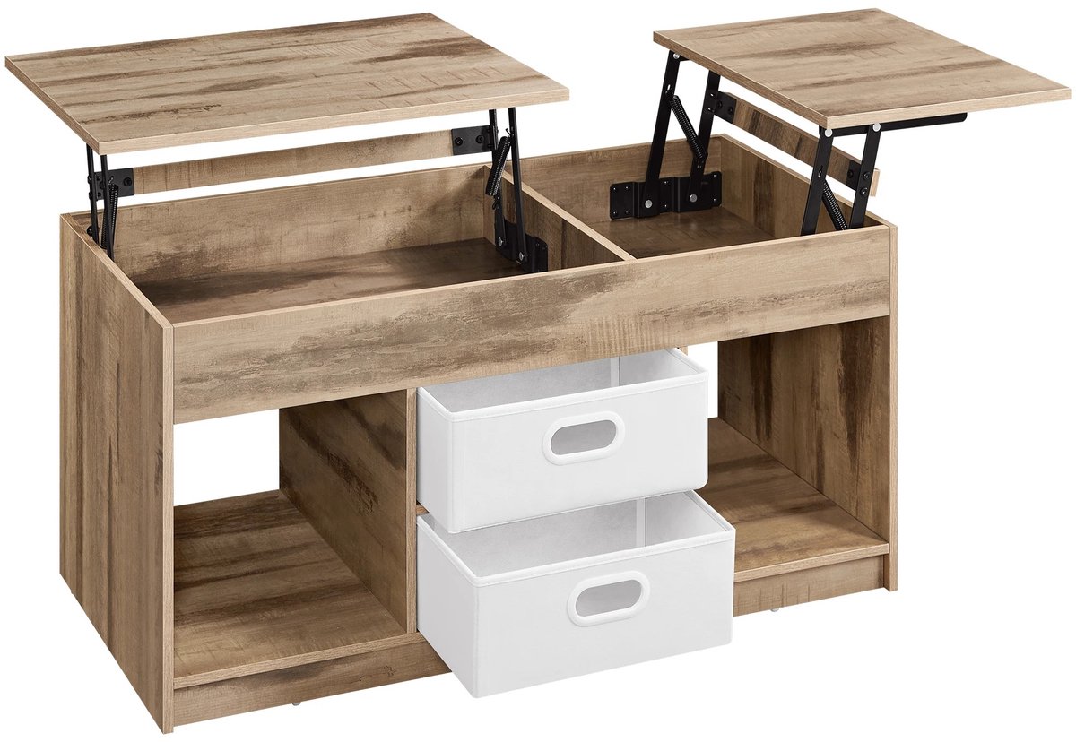 Smyl. Salontafel - Bijzettafel - In Hoogte Verstelbaar - Woonkamer - Met Opbergruimte - 100 x 50 x 48 Bruin