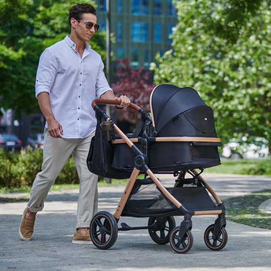 Kinderkraft ESME 2-in-1 Kinderwagen - Combi Wieg & Wandelwagen - Inclusief Autostoeladapters - Grote Lekvrije Wielen - Tot 25 kg - Grijs van Kinderkraft — afbeelding 3