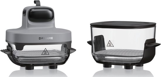 Dreame Tasti Airfryer 5-in-1 Glazen Airfryer 2,5L + 4,5L PFAS-vrij Hete Luchtfriteuse met Dubbele Bak