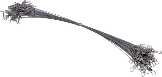 S&D - Bas de ligne de pêche en acier - 50 pièces - Argent - 14kg 25cm - La pêche - Pour la pêche des carnassiers aux appâts artificiels