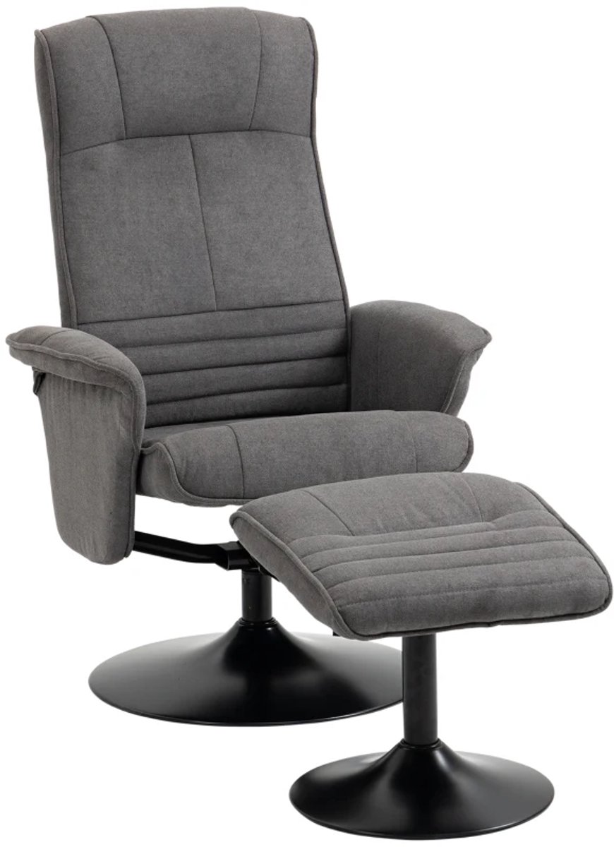 ZYLARO Relaxfauteuil met Voetenbank - 360° Draaibaar - Kantelbaar tot 135° - Verstelbare Rugleuning - tot 150 kg - Relaxstoel - TV Stoel - Loungestoel - Leesstoel - Fluweel - Donkergrijs + Zwart