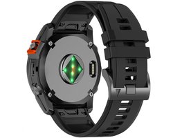 Siliconen bandje - geschikt voor Garmin Fenix 5 (PLUS) / 6 (Pro) / 7 (Pro) / 8 (47 mm) / E (47 mm) / Epix (Pro) (2) 47 mm / Approach S60/S62/S70 47 mm / MARQ / Instinct 1/2/3 (45mm) - zwart