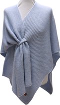 Accessories Junkie Amsterdam Estella – Gebreide Dames Poncho met Geweven Lus – Italiaanse Stola – Licht blauw