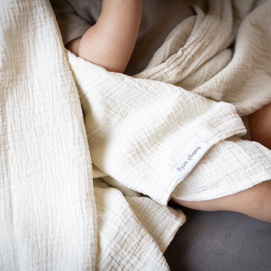 Baby's Only Hydrofiele doek Tender - Swaddles voor baby - Inbakerdoek - Hydrofiele luier - Mousseline - Beige/Linen - 115x115 cm - 2-pack - 100% prewashed katoen van Merkloos — afbeelding 2