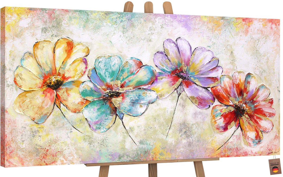 YS Schilderij Canvas schilderij groot handgeschilderd prachtige bloemen botanisch Ð YS-Art Gallery Ð Luxe wanddecoratie voor woonkamer Ð Modern schilderij voor slaapkamer en kantoor Without Floater Frame 120x60