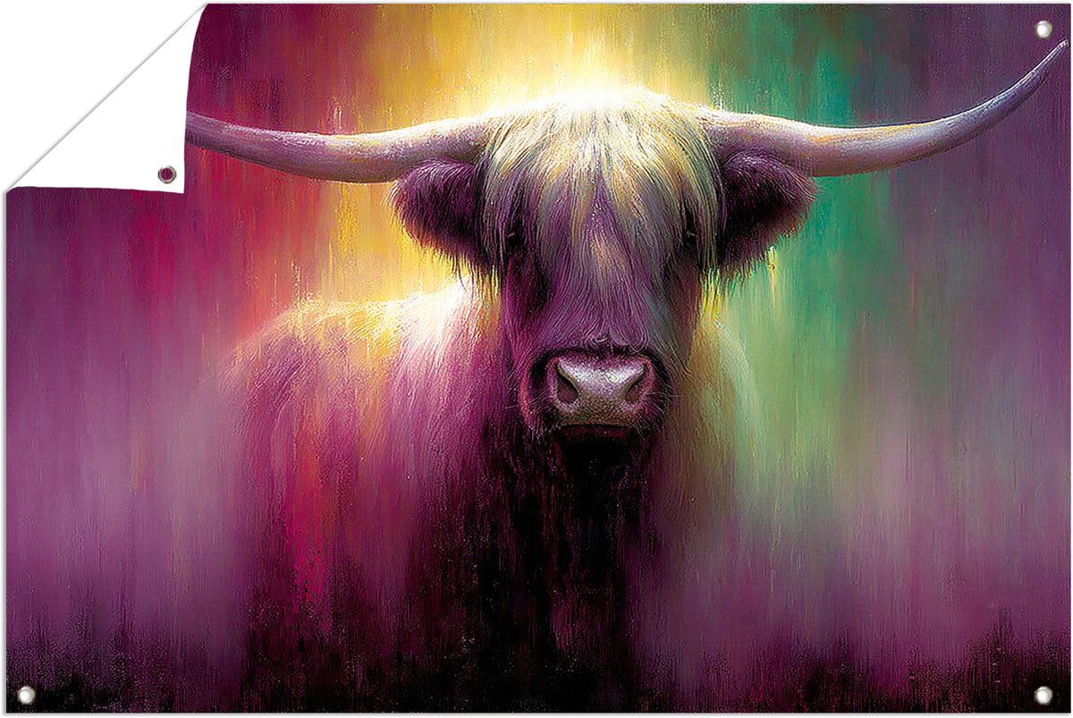 Hooglander - Wanddecoratie buiten - Tuinposter - 90x60 cm