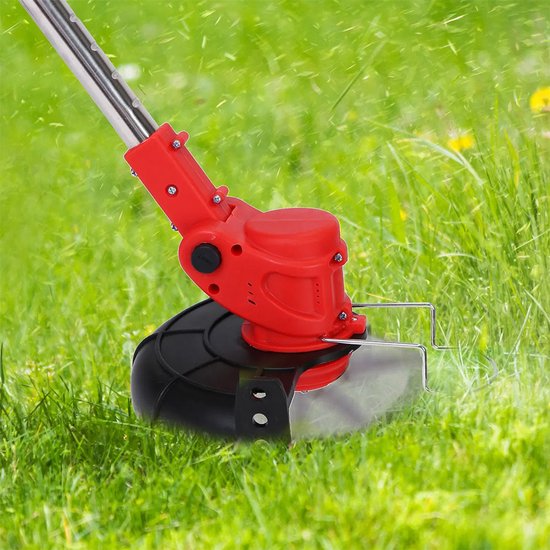 Homtas 3-in-1 Kantenmaaier - Grastrimmer - Bosmaaier - Grasmaaier - Draadloos & Elektrisch - Incl. 2 Accu ‘s & Snellader - met wielen -rood — afbeelding 5