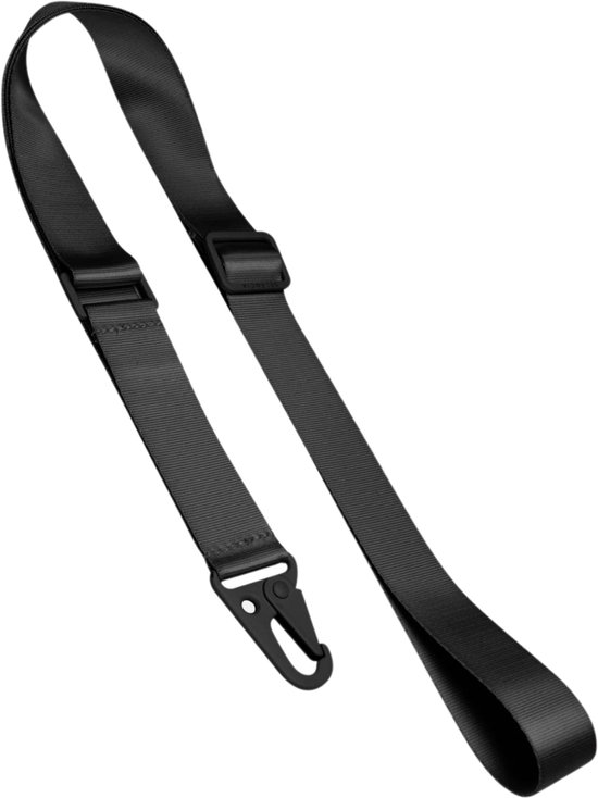 Cordon de téléphone noir réglable avec mousqueton.