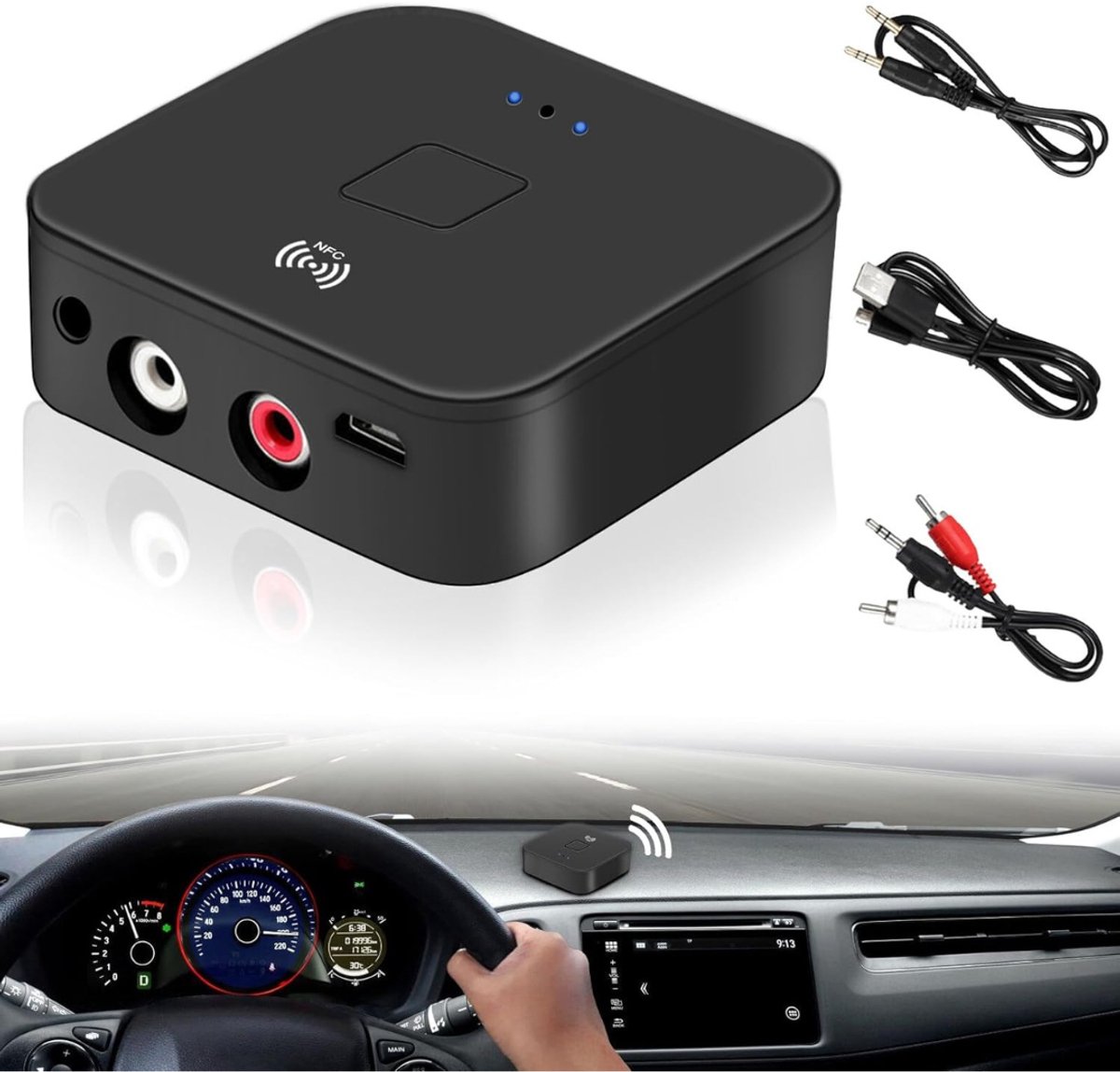 Bluetooth Receiver Aux - Ontvanger - Carkit - Zwart