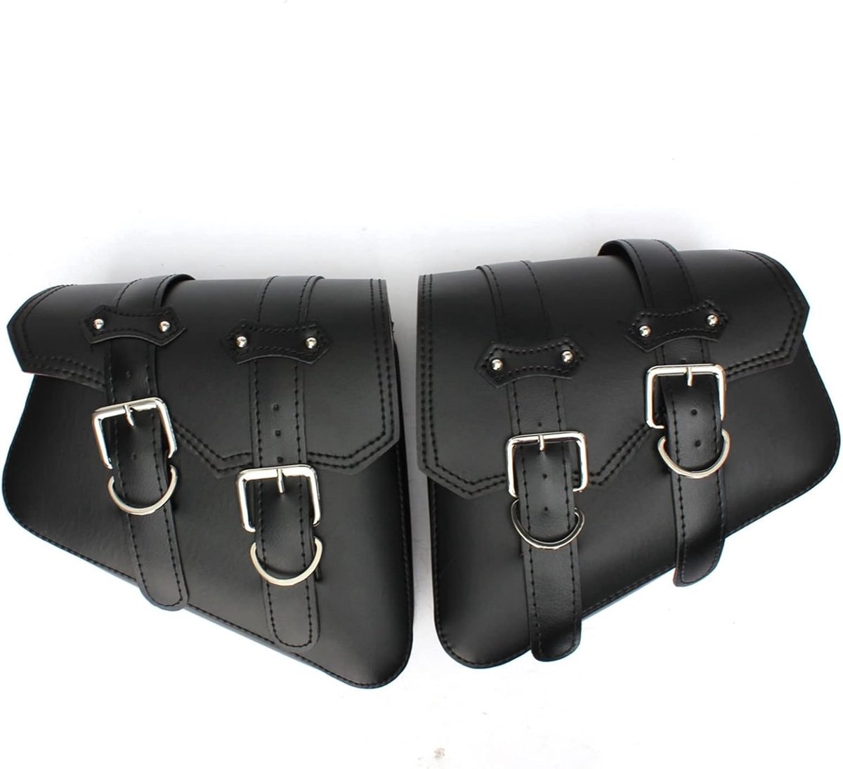 Een set universele motorzijtassen, gemaakt van PU-leer, met opbergruimte Geschikt voor gereedschap, Geschikt voor Harley-Davidson touring cruisers en andere modellen. Zijtassen (zwart).
