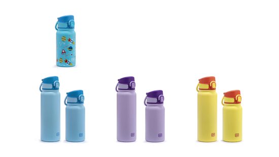 BentOH! RVS Waterfles 350ml Kinderen & Volwassenen - Blauw - Anti-overloop & Lekvrij – Met Eén Hand te Openen – BPA-vrij & Vaatwasserbestendig