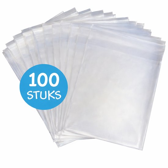 100 x Zakjes met plakstrip - 16.5cm x 22cm | Uitdeelzakjes doorzichtig | Plastic Zakjes | Uitdeelzakjes voor kinderen | Cadeauzakjes | Inpakzakjes | Traktatie zakjes | Verpakkingszakjes voor Uitdeelcadeaus