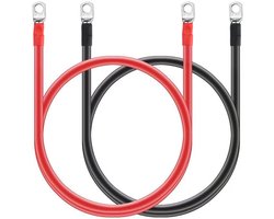 Auto Accukabel Set 2 Stuks 70 cm met Ringklemmen voor Voedingsbatterijen en Tractiebatterijen