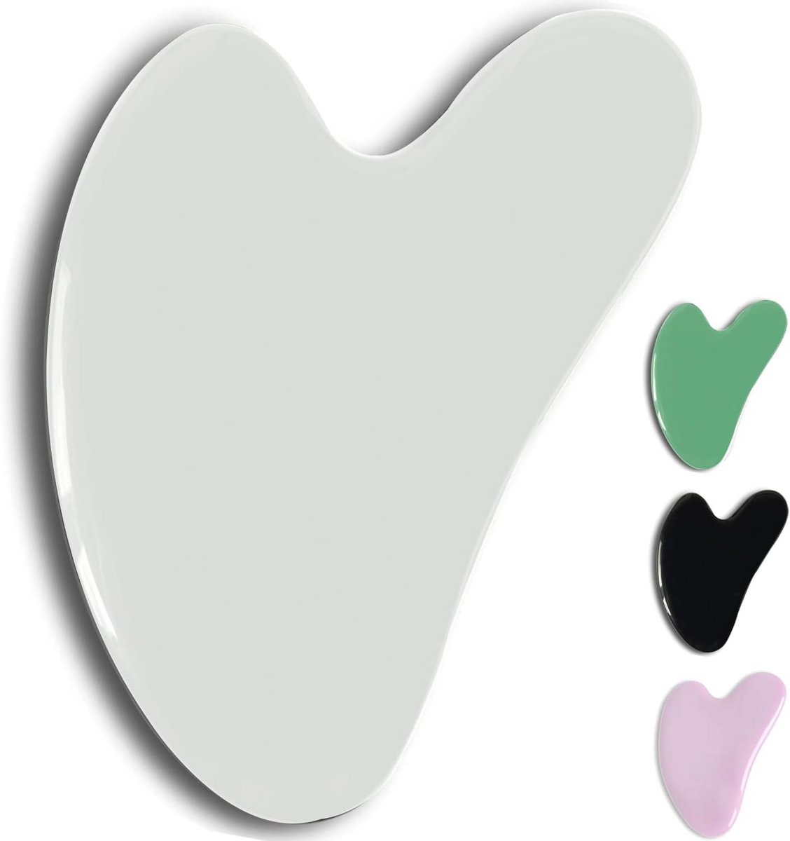 Gua Sha Hartvormige Jade Steen - Natuurlijke Massage voor Gezicht, Ogen, Nek en Lichaam