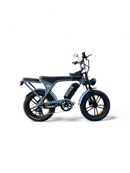 Elektrische fatbike Dowe V9 250W 25 km/u 17,5Ah accu NFC 20″ brede banden hydraulische remmen nardo grijs