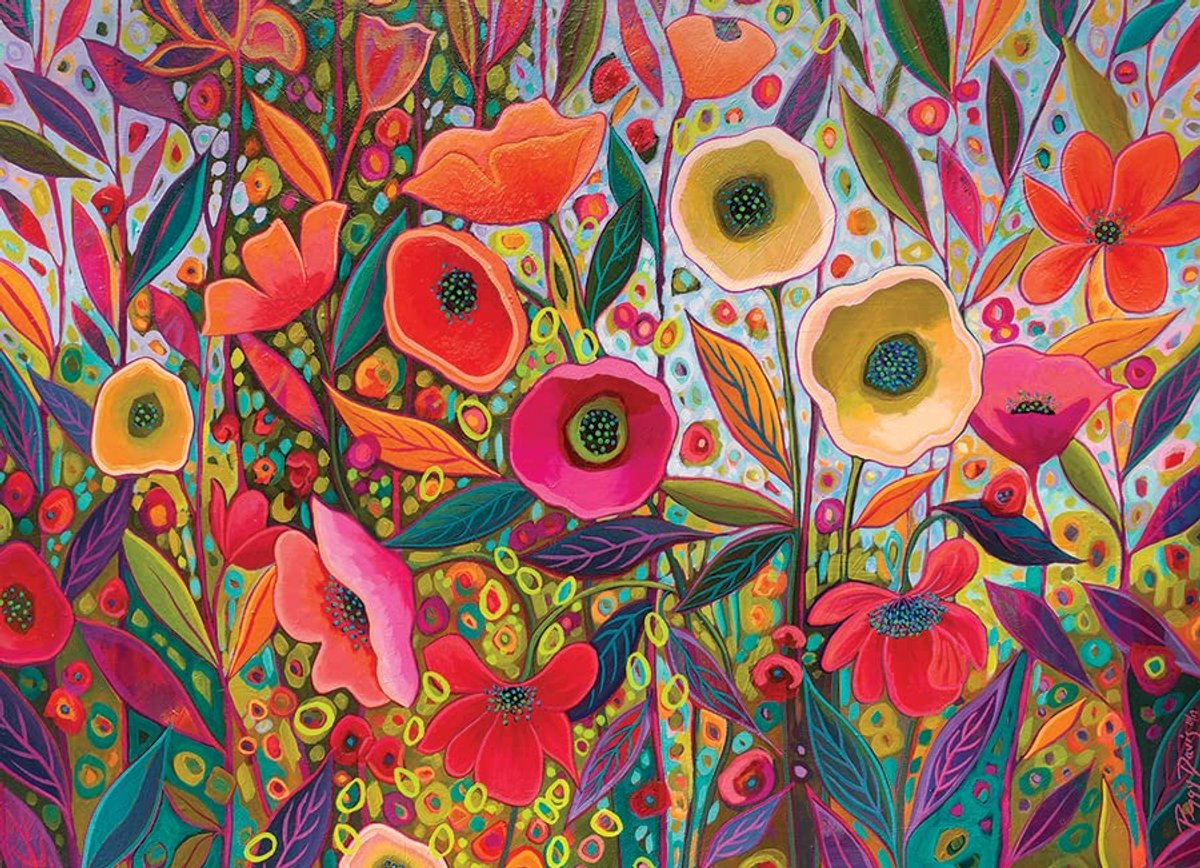 Kleurige 1000 Stuk Puzzel met Bloemen en Poster