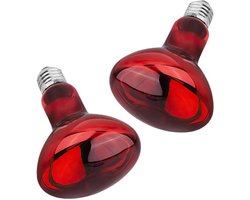 Infrarood verwarmingslamp 100 W voor reptielen en aardschildpadden, 2 stuks met E27 fitting